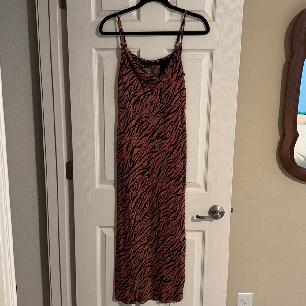 Anthropologie Black and Orange Animal Print Dress